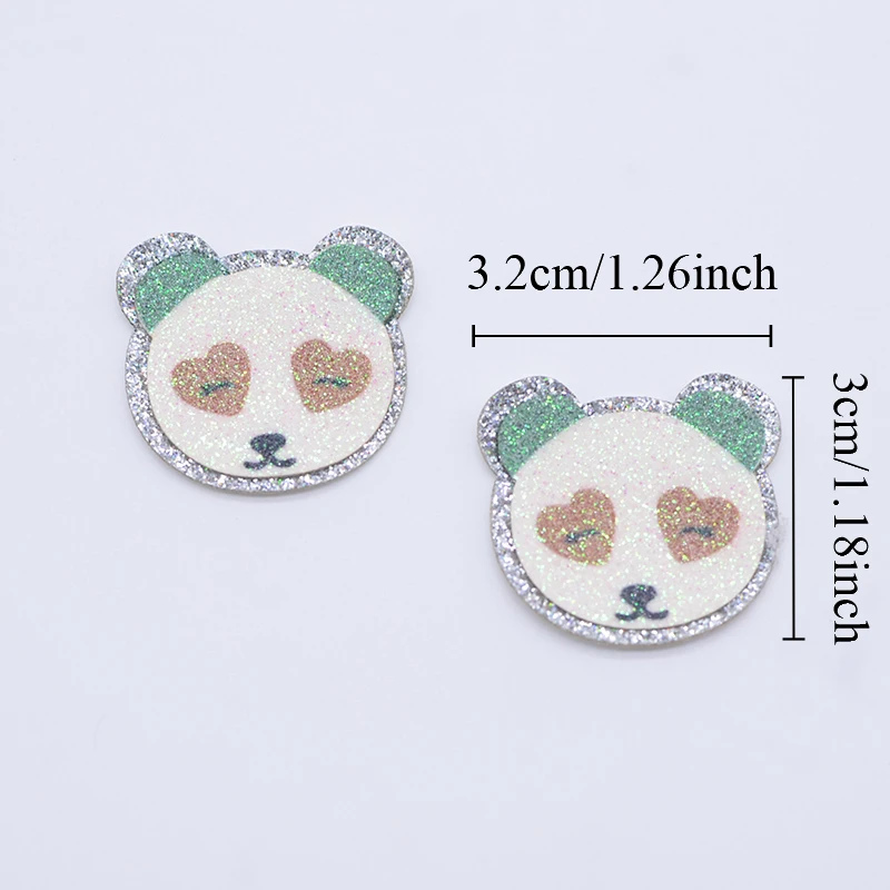 10Pcs Glitter Print Animal Appliques Pandas Rabbits Leopards for DIY Crafts Cake Topper Headwear Hair Clips Bow Decor Patches