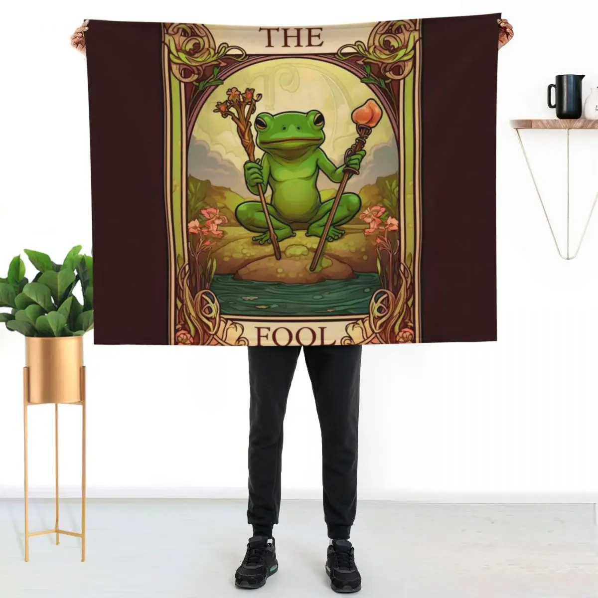 Froggy Tarot: The Playful Path of The Fool Throw Blanket Plaid on the sofa Kid'S blankets ands Warm Baby Flannels Blankets