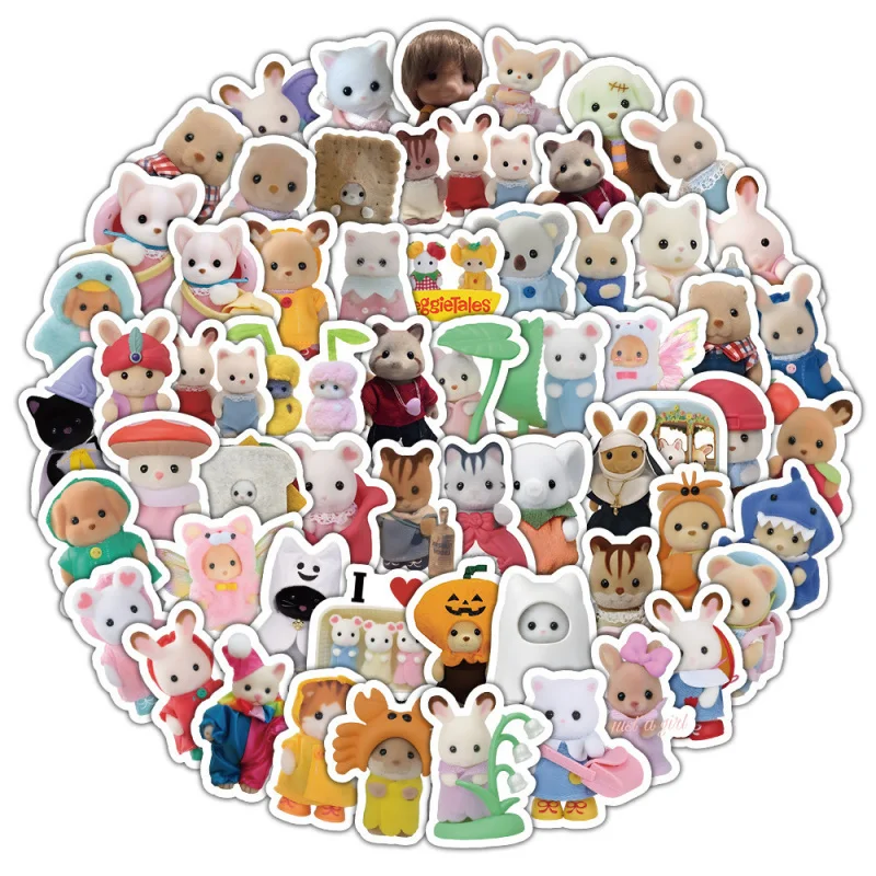 

103PCS Cute Cartoon Calico Critters Waterproof Graffiti Stickers for Helmet Bicycle Hand Account Pencil Case Decals