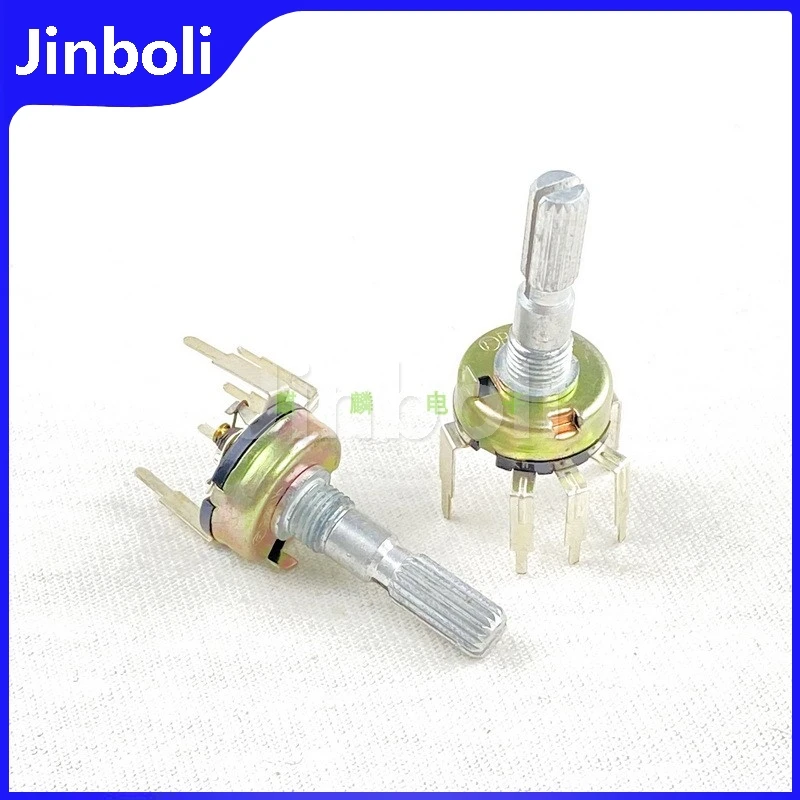 

2PCS RV17 Type B20K Dimming And Speed 5Pins Single Switch potentiometer, Shaft Length 25mm