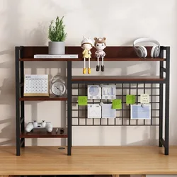 Desk Top Bookcase With Grid Bookshelf Multilayer Iron Shelf Desk Storage Bookcase Save Space Computer Book Shelf Furniture