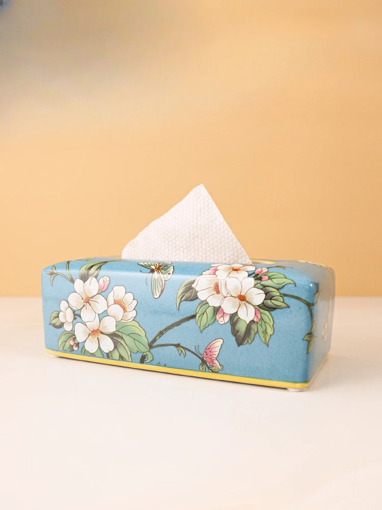 Creamy style marshmallow ceramic tissue box living room dining napkin drawer carton table ornaments ornaments