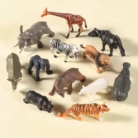 12pcs Realistic Wild Animal Figures Set - PVC Jungle Safari Miniatures for Christmas, Birthday, Halloween Gifts - Includes Giraf