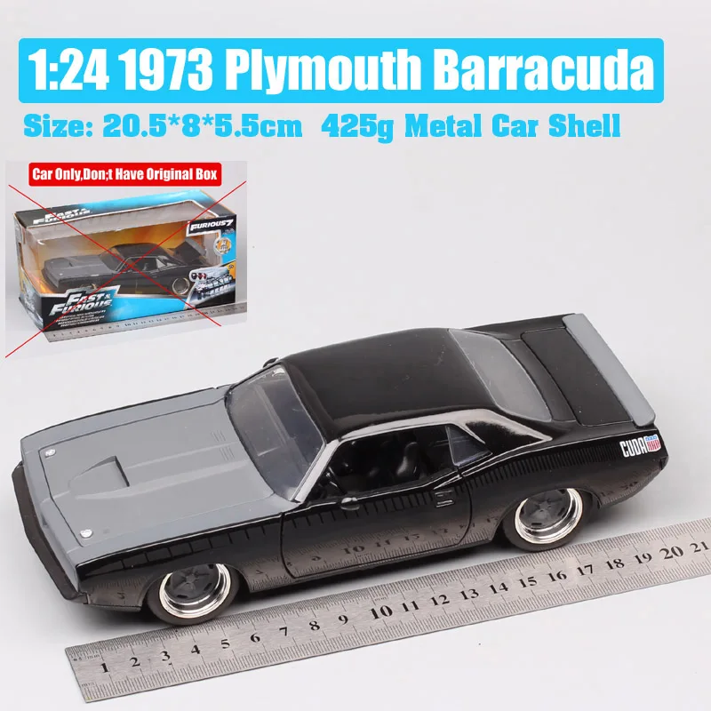 Car Only! 1/24 Scale Jada Bigtime 1973 Plymouth Barracuda firestone Muscle Car Diecasts & Toy Vehicles Furious Racing Cuda Model