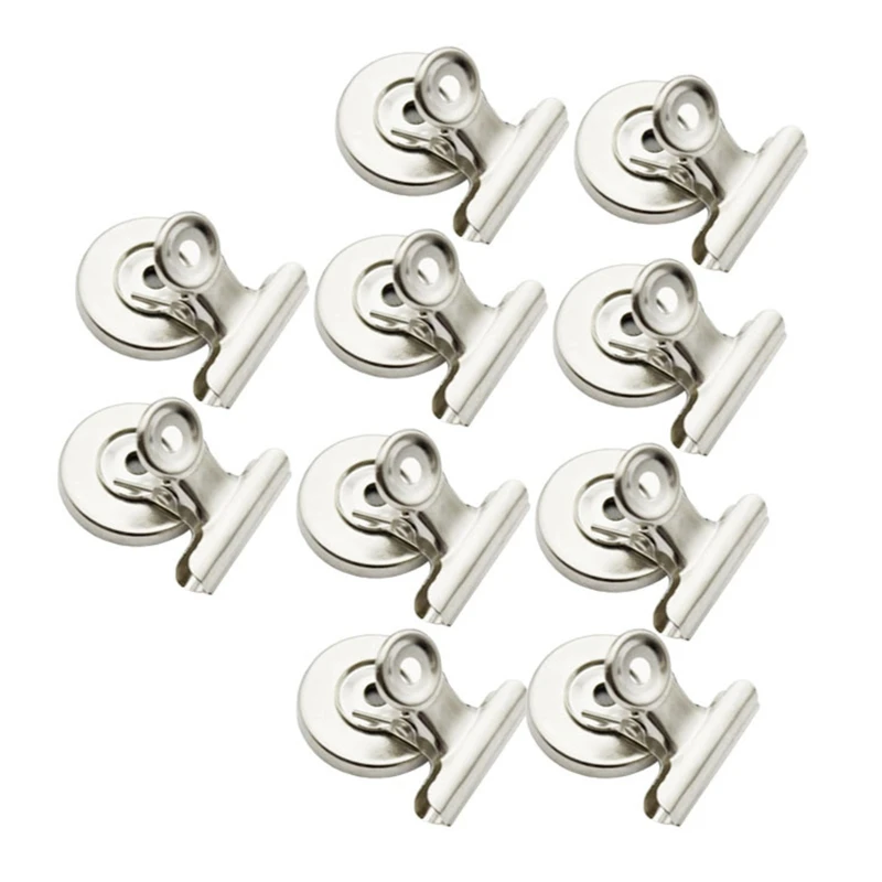 10 Pcs Strong Clips Paper Clamps Heavy Duty Refrigerator Magnets with Clips for Files Photos Displays