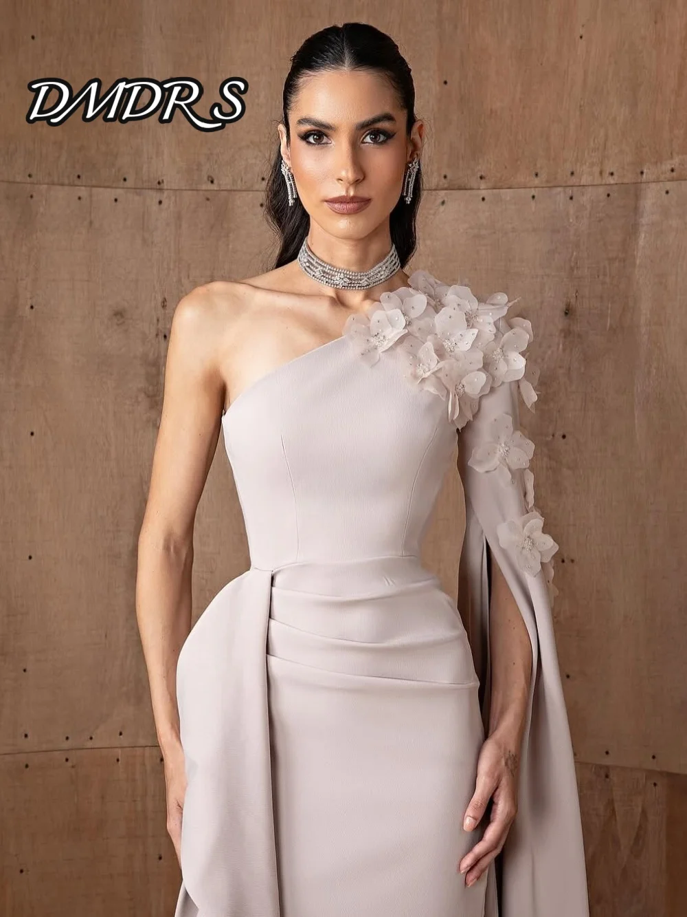 

Luxury One-shoulder Evening Dress Charming 3D Flower Floor-length Party Gown Classic Floor-length Party Dresses فساتين سهرة