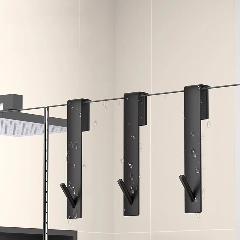 خطافات باب دش من الفولاذ المقاوم للصدأ ، خطافات معلقة فوق الباب للحمام ، باب دش زجاجي بدون إطار ، حامل منشفة حائط