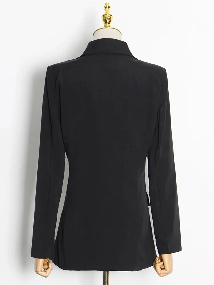 BPN-Blazers informales asimétricos para mujer, chaquetas ajustadas coreanas de manga larga con cuello con muescas, ropa de estilo femenino