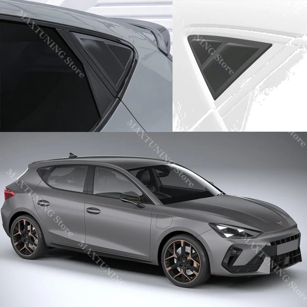 For Seat Cupra Leon MK1 VZ VZ3 TSI Hatchback 2021-2026 2Pcs Car Rear Quarter Window Triangle Louver Blind ABS Anti-UV Shade Trim