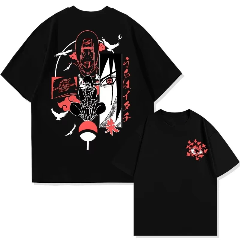 

Japanese Animation Graphic Printing T-shirt Men's and Women's Manga T-shirt High-quality Washed Cotton Casual Short Sleeves Naru