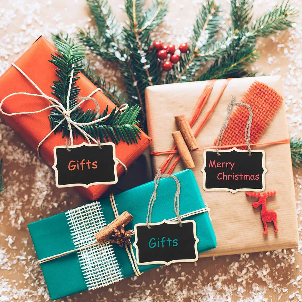 Mini pizarra de madera para colgar, tablero de mensajes artesanal, tableros de escritura de notas reutilizables, pizarra pequeña para puerta de pared, 12 Uds.