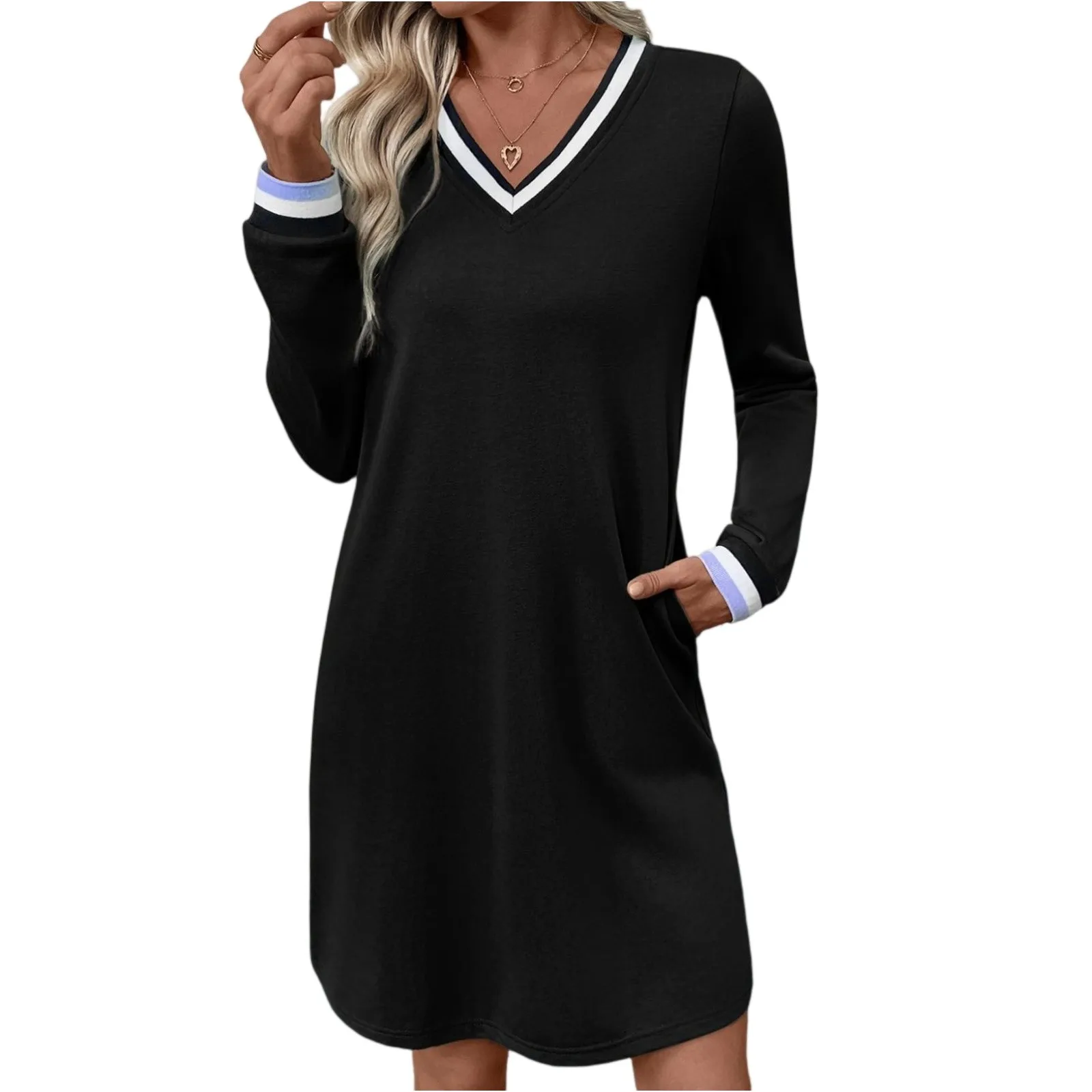 فساتين للنساء فساتين نسائية عصرية غير رسمية بأكمام طويلة فساتين قصيرة من Vestidos Para Mujer