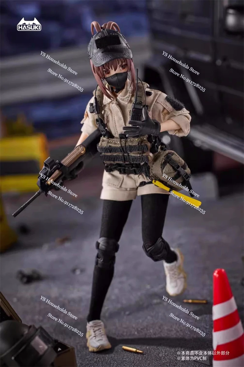 Hasuki PA006 1/12 Security Guard Anime Girl Action Figure Cloth Movable Mobile Suit Girl Soldier Model Collection Toys Gift