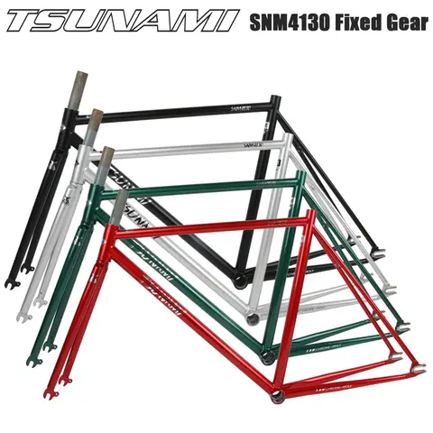 쓰나미 SNM4130 700C 고정 기어 자전거 프레임 셋 50/52/55cm Chromoly Steel Racing Track Fixie 자전거 프레임 고품질 자전거 부품