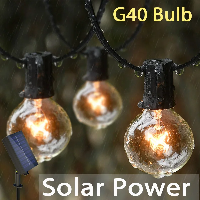 

21Meter LED Garland Bulbs G40 Solar Power Outdoor Patio Garden Decoration Lamp Waterproof IP44 Tent Camping Lighting Globe Light