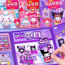 Sanrio Kuromi Hello Kitty Naklejka magnetyczna Cicha książka Kreatywna dekoracja sceny Diy Książka do wczesnej edukacji dla dzieci Zabawki dla dzieci Prezent