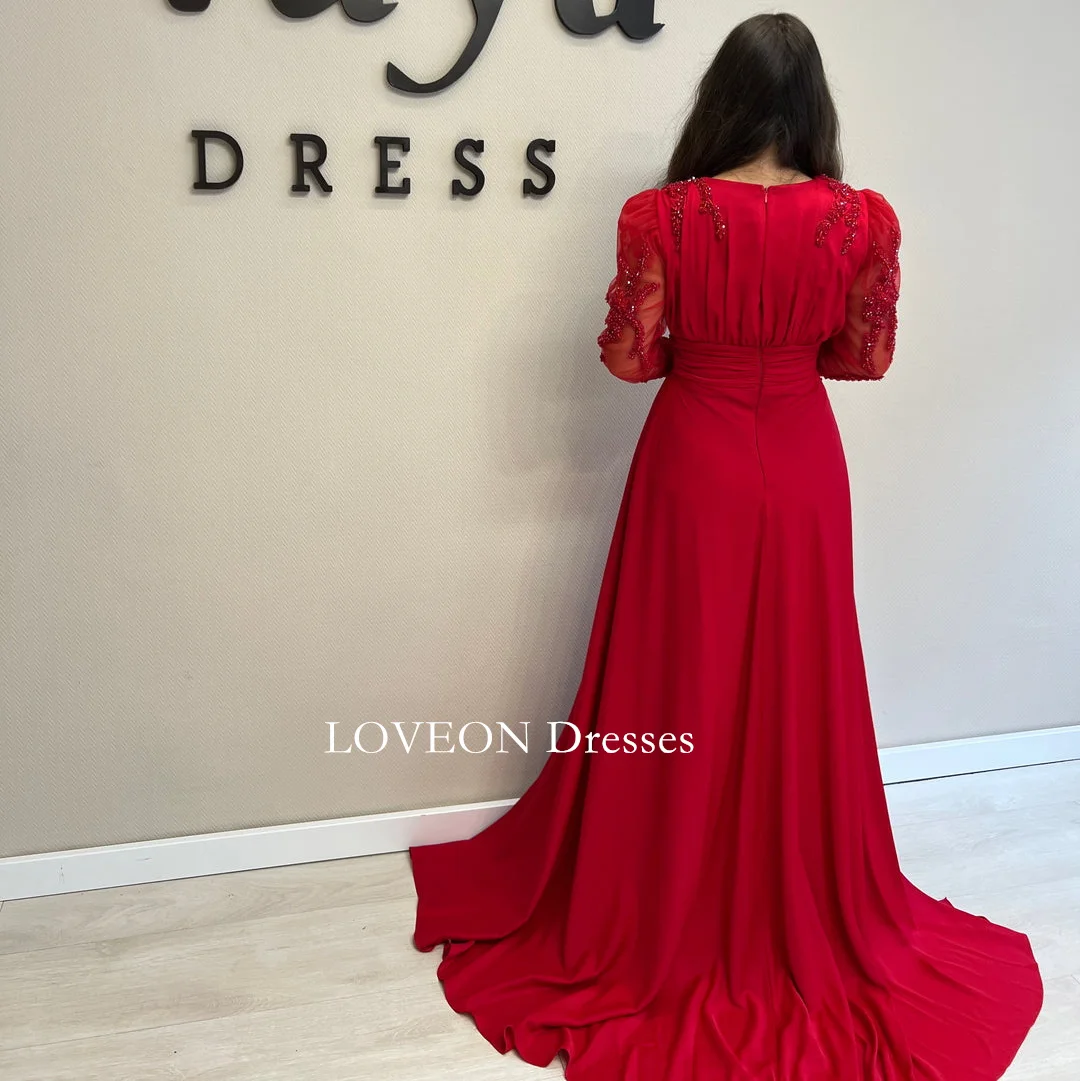 O-Neck Dubai Vintage Formal Dress Prom Party Satin Beading  Customized Ruched Evening Gowns for Women Formal Bridesmaid Dress