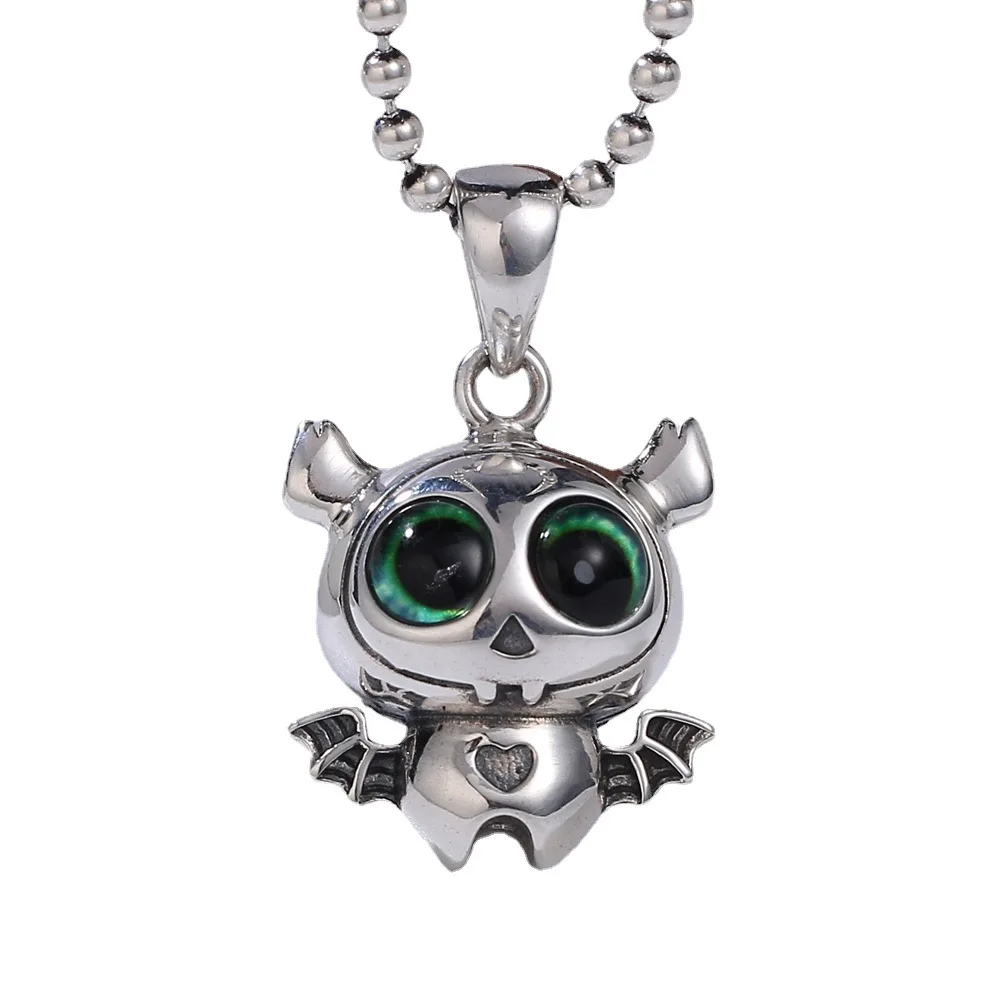 

S925 Sterling Silver Pendant 2022 New Popular Big Eyed Lovely Wings Little Devil Pure Argentum Fashion Jewelry for Men Women