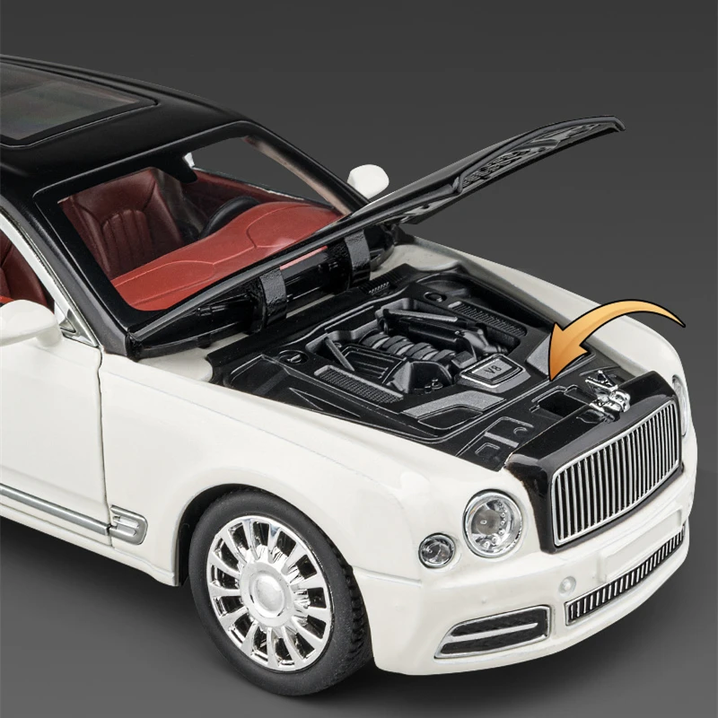 1:24 Mulsanne Alloy Luxy Car Model Diecasts & Toy Vehicles Metal Car Model Simulation Sound and Light Collection Childrens Gifts