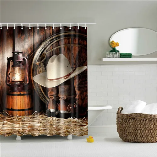 Vintage Style Retro Paris Eiffel Tower Bathroom Shower Curtains Frabic Waterproof Polyester Bath Curtain With Hooks