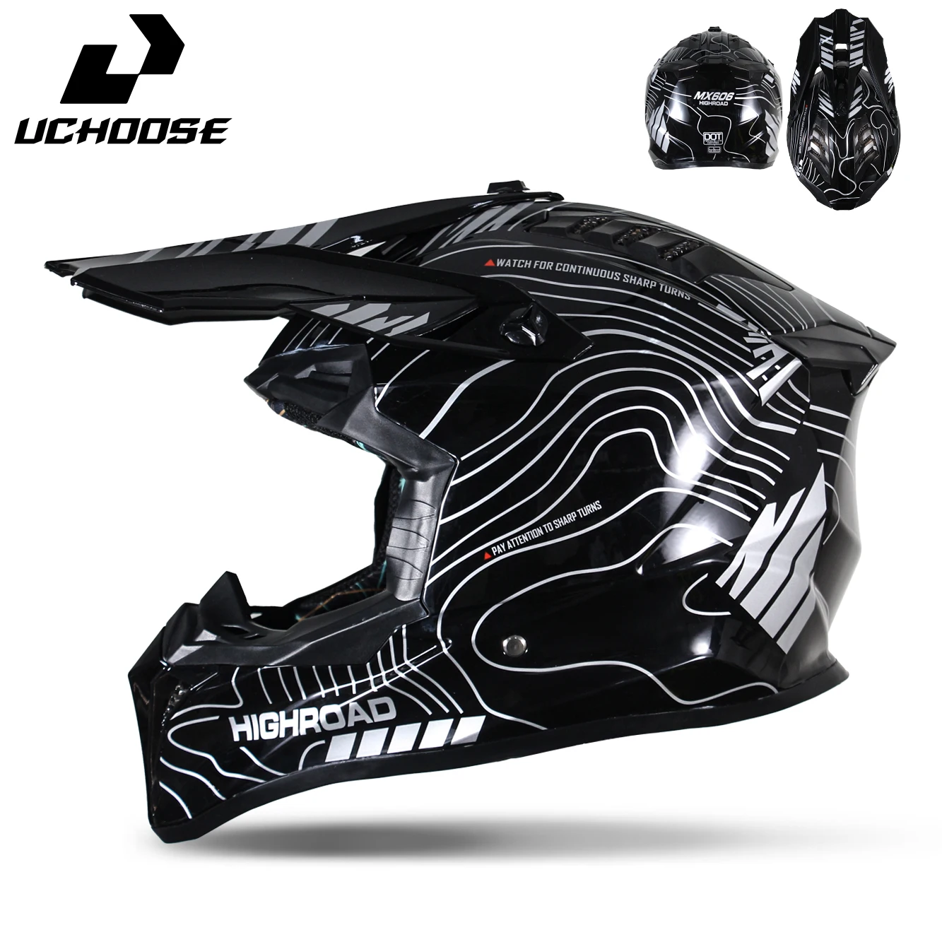 UCHOOSE Motocross Helmet Skull Pattern Off Road Motorcycle Helmet Dirt Bike Downhill ATV Full Face Racing Helmet Casco Moto Capa