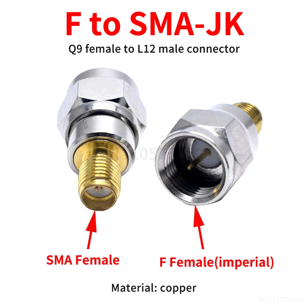 F-to-SMA-JK Adapter F male connector (internal thread/pin) to SMA female connector (external thread internal socket) (1 pcs)