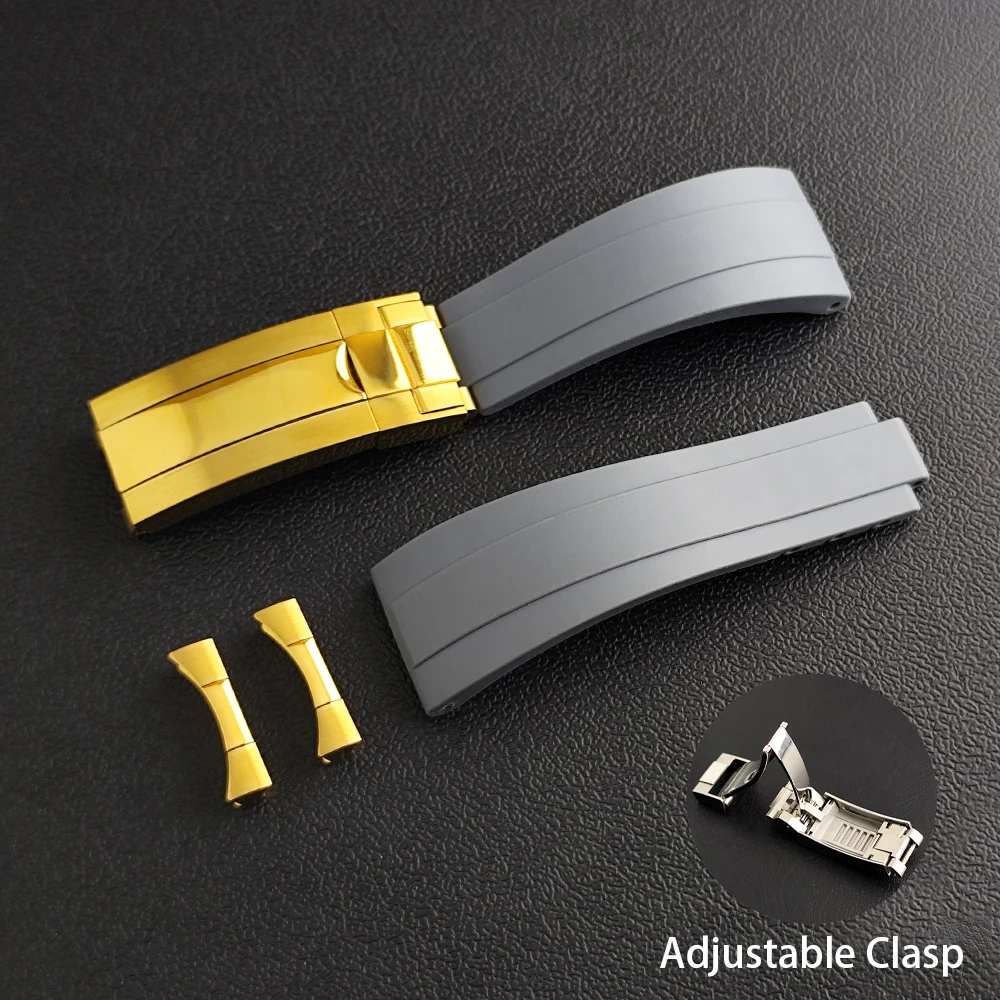 High Quality 20mm Watch Strap And Curved Watch Strap Ends Adjustable Rubber Watch Strap Fits 20mm Width VK63 Case Watch Parts image 3