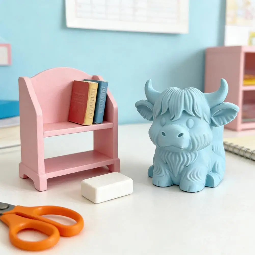 メイクブラシホルダー-ハイランドカウ-ペンホルダー-デスクオーガナイザー-かわいいファームハウス-メイクブラシカップ-バニティアクセサリー-オフィス・ホーム用