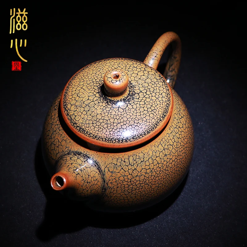 |Zi heart hand built light undressed ore iron teapot tire partridge spot tea pot of kung fu tea red glaze, large