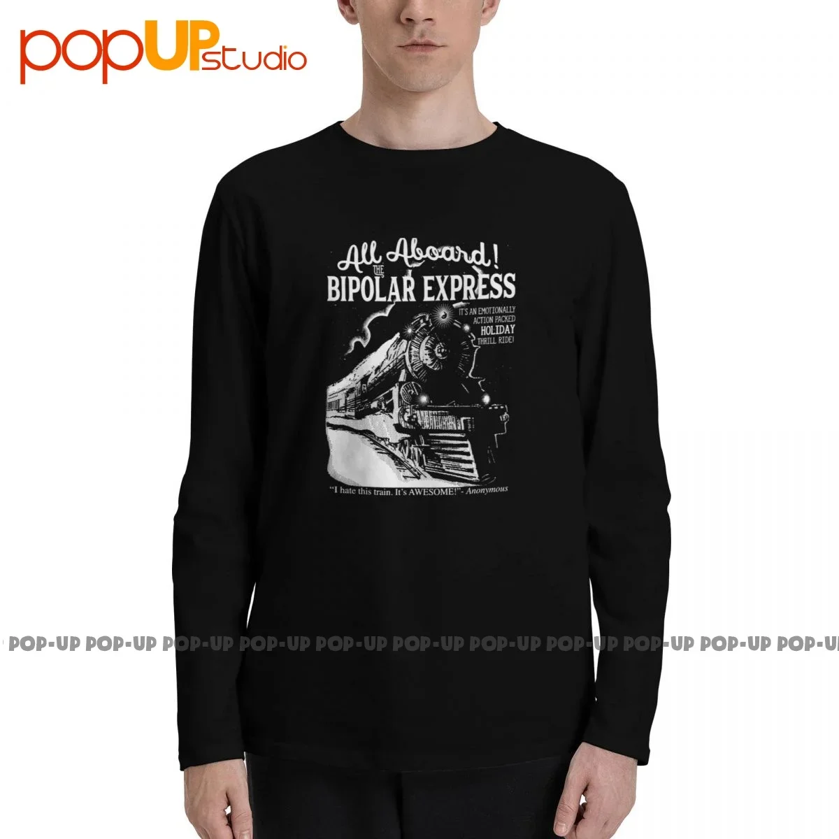 All Aboard The Bipolar Express Family Holiday Long Sleeve T-Shirts T-shirt Tee Rare Casual Hipster Best Seller