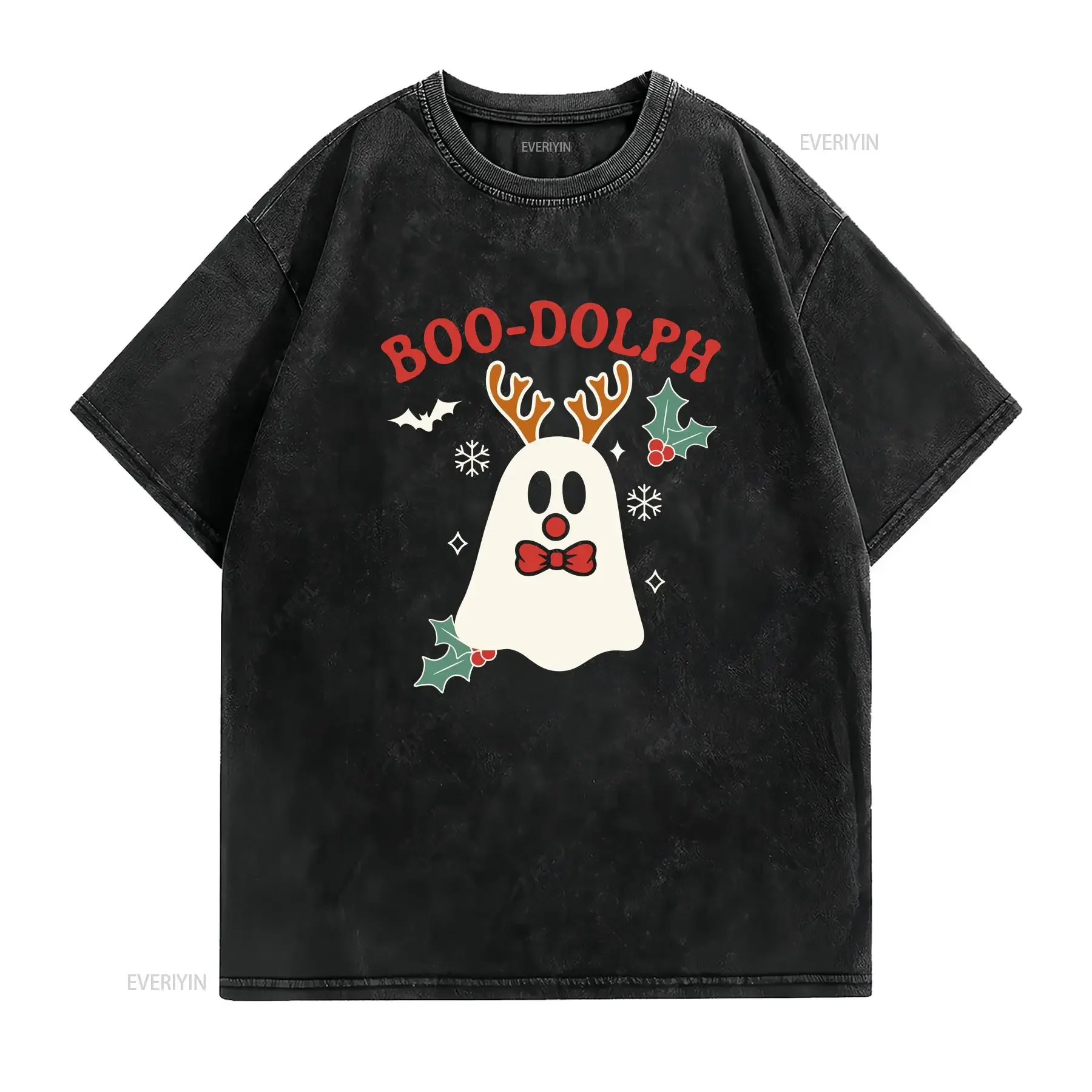 Spooky Christmas T Shirt Boo dolph Ghost Reindeer Cute Women's Kids Cunny Creepmas Kawaii vintage Washed Stretched