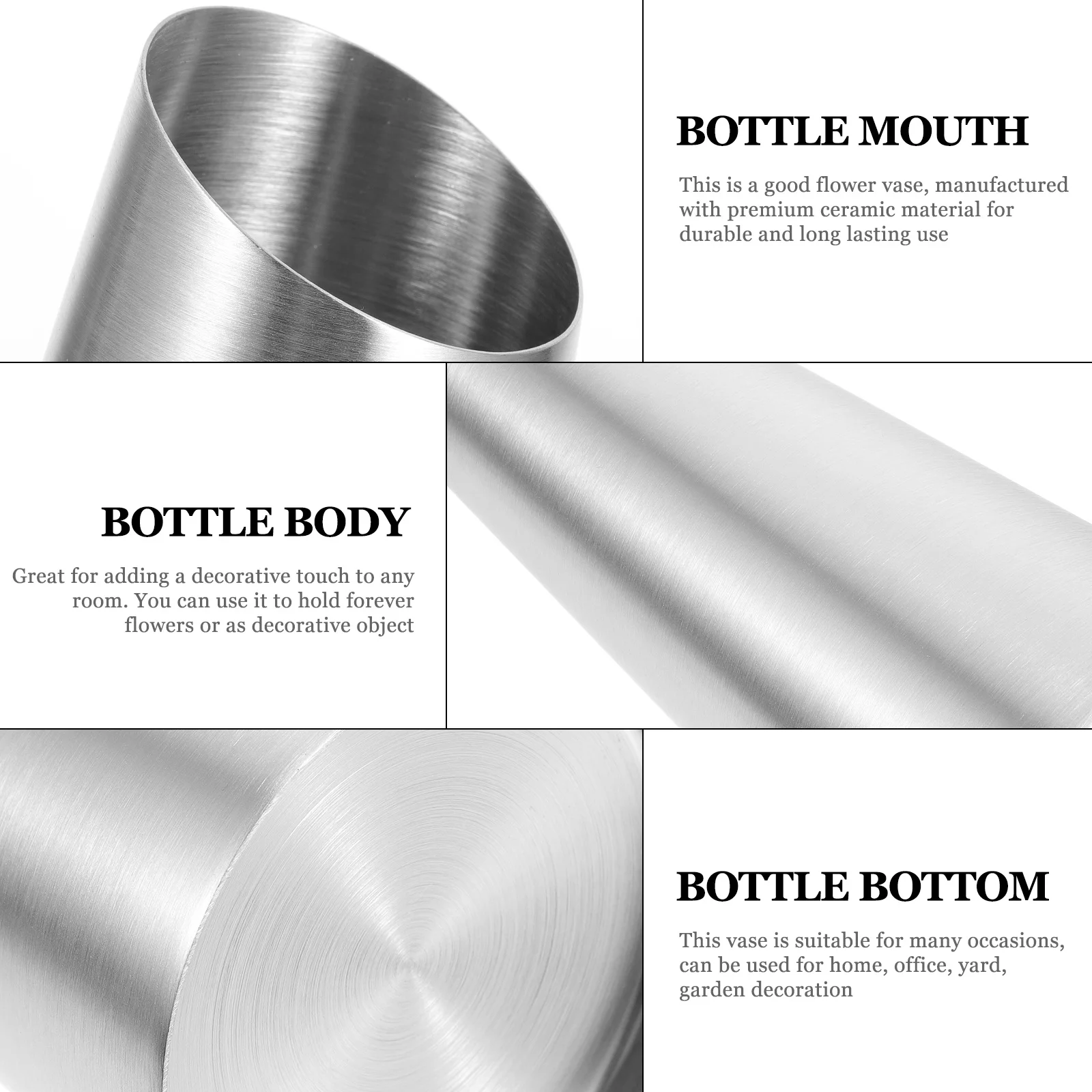 

Metal Flower Vase Stainless Steel Reliable Flower Arrangement Bottle Home Garden Tabletop Decoration Metal Vase