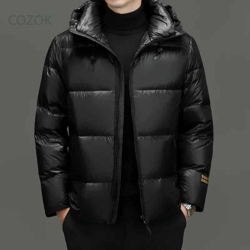 COZOK Black Gold and Goose Down Short Jacket Designer Clothes Men Padded 2025 Warm Man Winter Coat Casual Sack