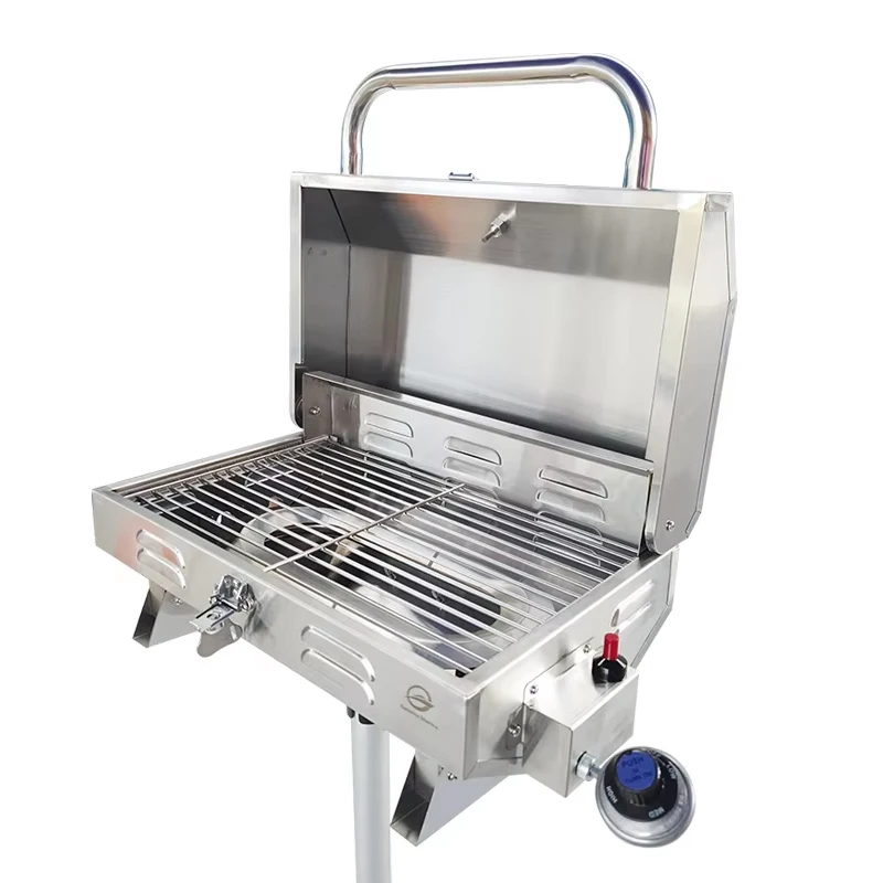 

STLF Steel Large Gas Charcoal Grill Combination Adjustable RV Outdoor Barbecue for Sea Boat Marine Supplies