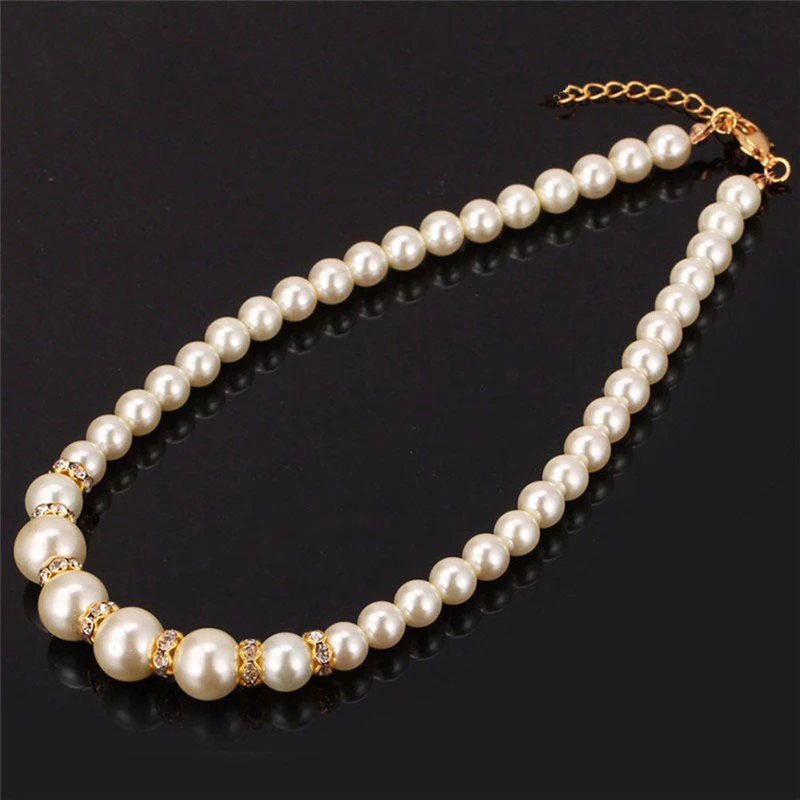 3in1 Set Elegant Simulated Pearl Necklace Earrings Bracelet Long Necklace Women Bridal Wedding Jewelry Gift