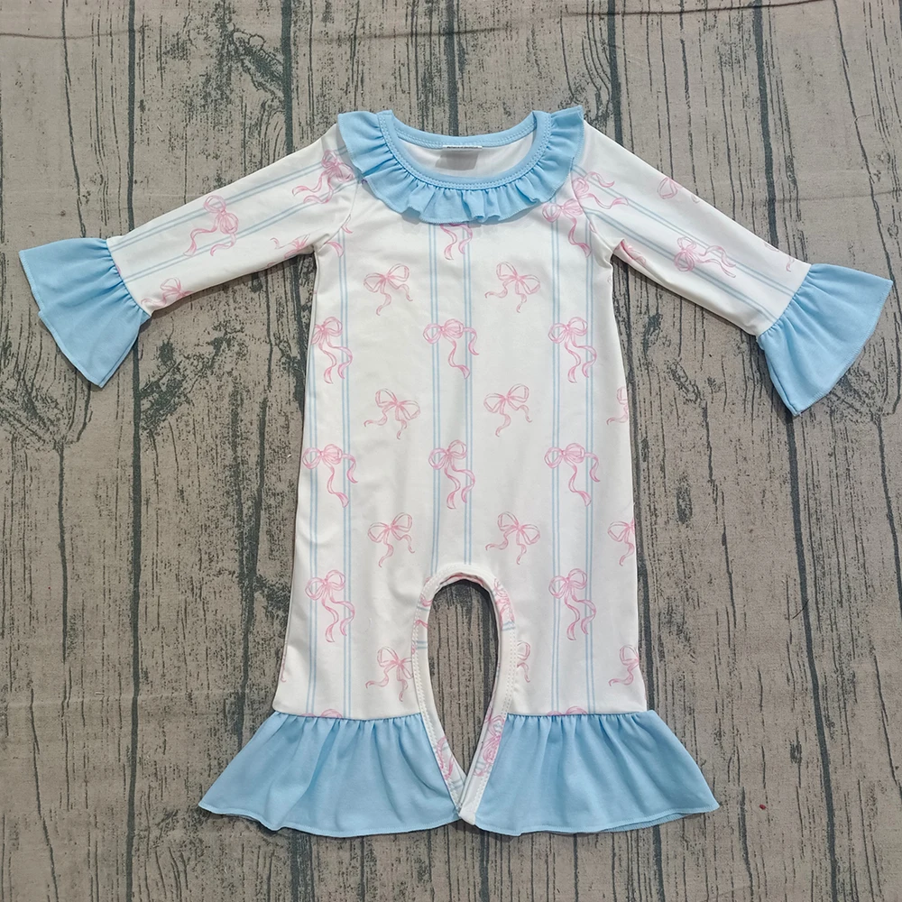 

z1203-11 LR2845 Pre-sale Wholesale baby rompers kids clothes girl bow long sleeve romper boutique children clothing