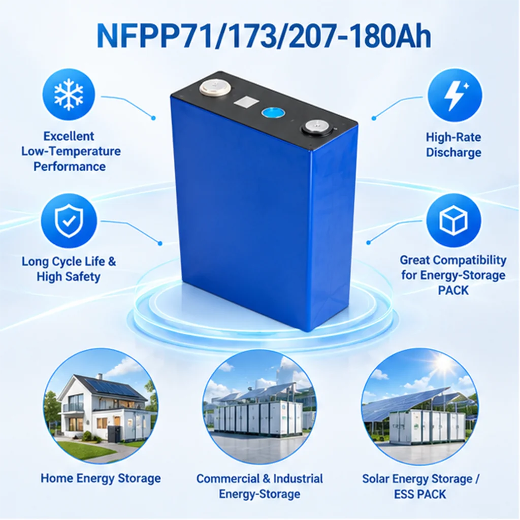 E-power NFPP71173207‑180Ah Grade‑A Sodium Ion Battery Cell 2.86V 514.8Wh‑40℃ Low Temp for Solar Energy Storage Off‑grid Power