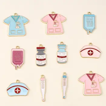 10個新款醫生護士藥罐溫度計藥瓶掛件可愛護士節鑰匙扣吊墜飾品製作 8 最佳銷售 藥丸護符 - №7