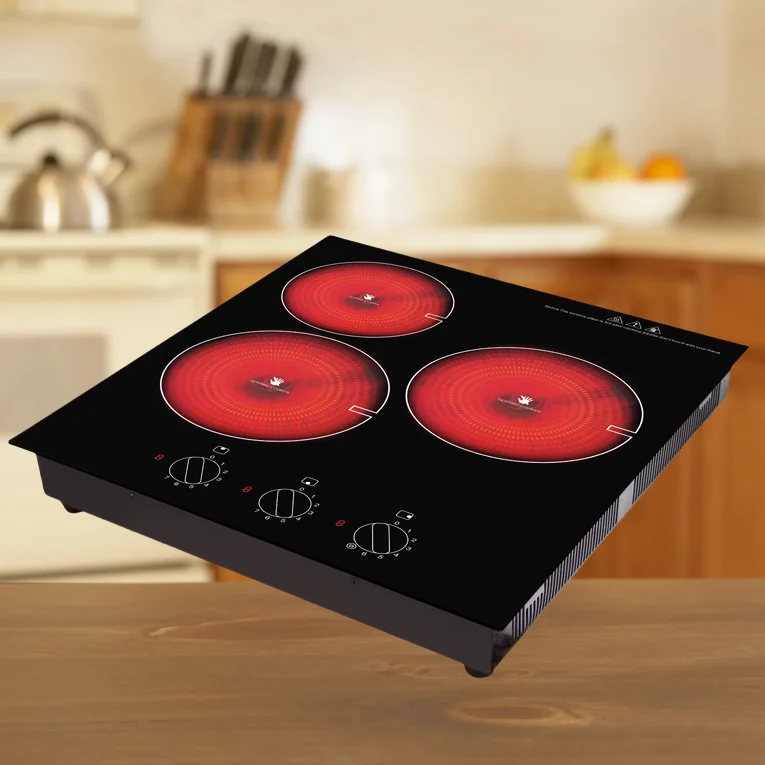 

Электрическая горелка, индукционная горелка, варочная панель, 3 горелки, 9 уровней нагрева, ChlidLock и таймер, жесткий провод 220–240 В