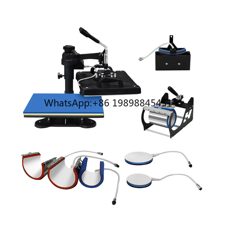 

All-In-One 8-in-1 Combo Heat Press Transfer Machine for T-Shirts Hats Mugs Cups Bottles Flatbed Printer Plates Develop Business