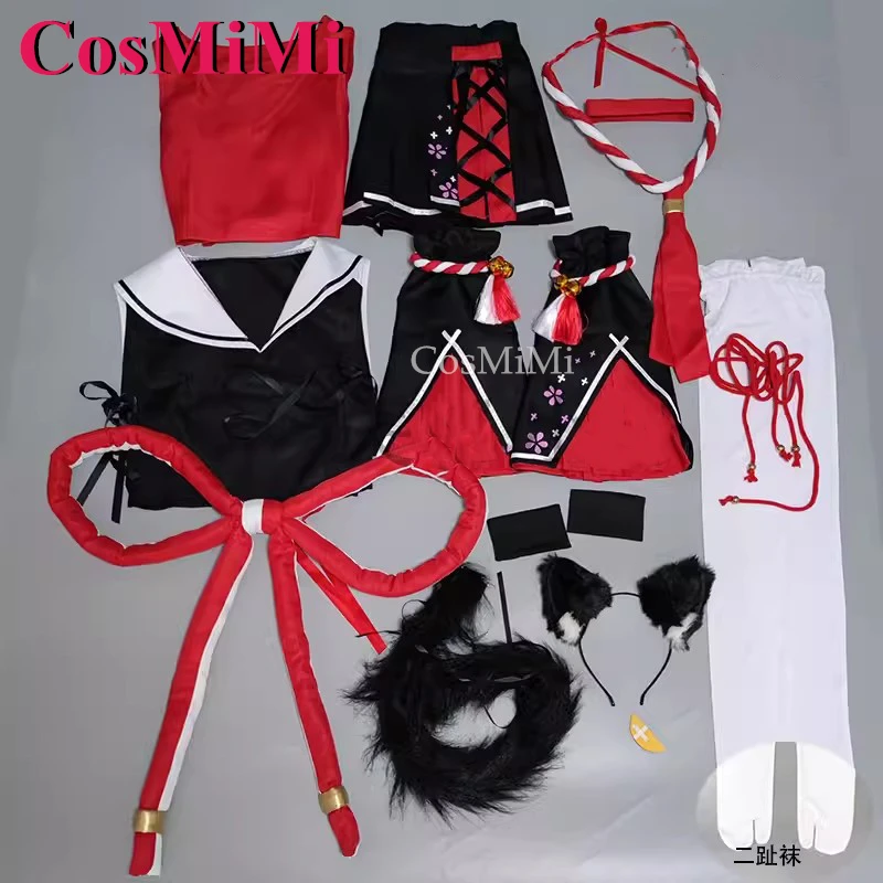 CosMiMi Anime Vtuber Hololive Ookami Mio Cosplay Kostüm Süße Nifty Schöne Tägliche Uniform Karneval Party Rolle Spielen Kleidung Neue