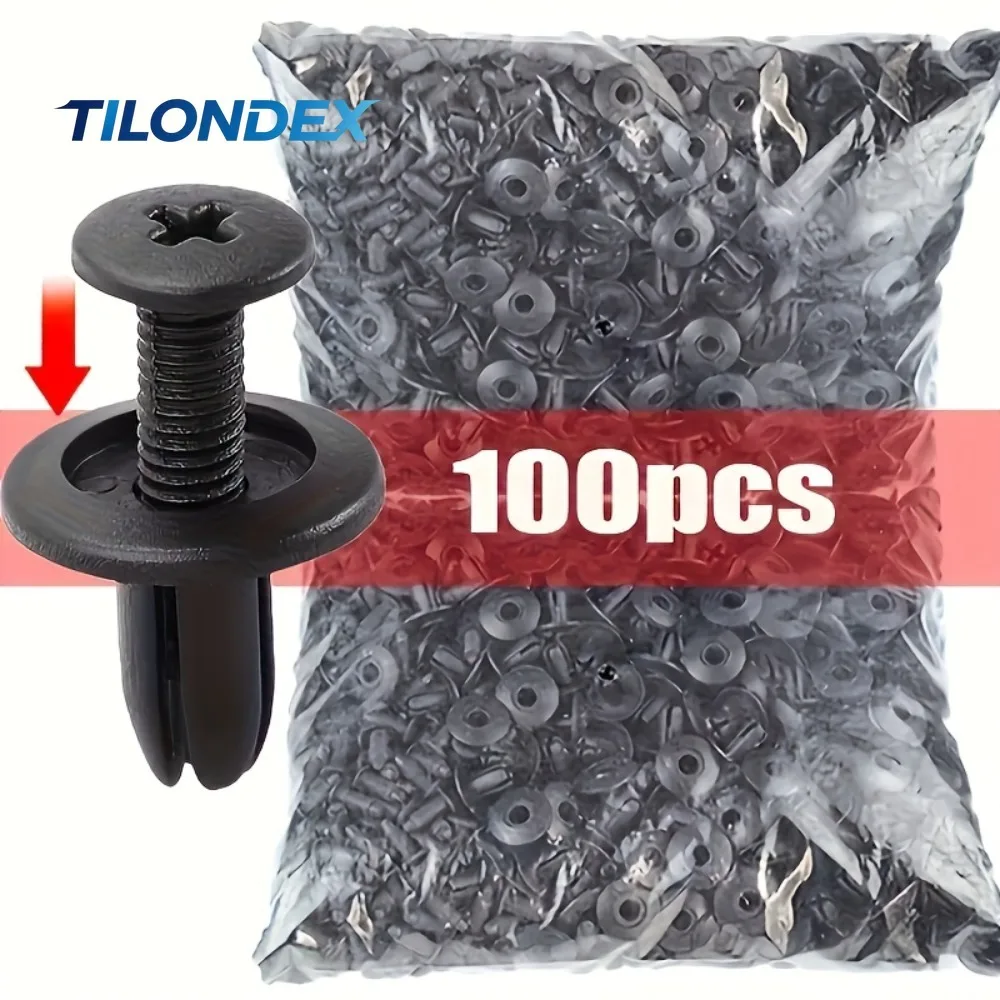 TILONDEX 100pcs Automotive Fastener Clip Set Door Fender Rivet Fixing Clips Snap-On Tools Body Bumper Trim Fixing Accessory
