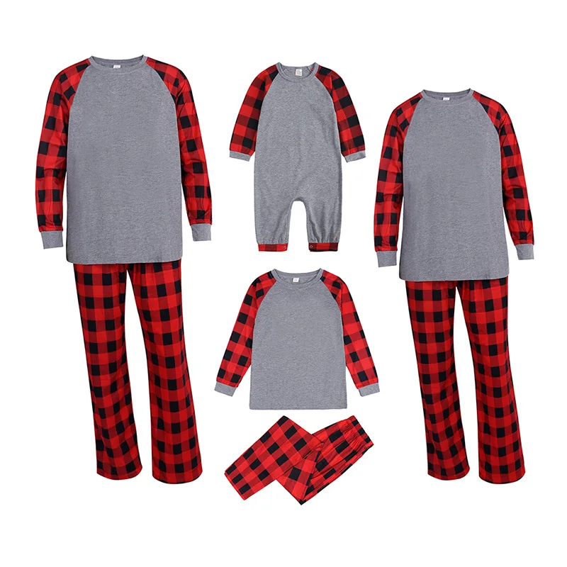 Sublimation Blank Christmas Tshirts Cute Matching Outfits Pajamas Set Fashion Parent-Child Sleepwear Family Clothes Set