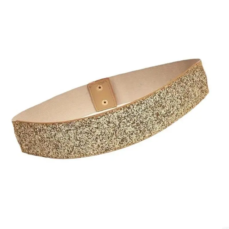 

270D Stylish Sequins Wide Belt Durability Leather Waist Belt Street Styles Waistband
