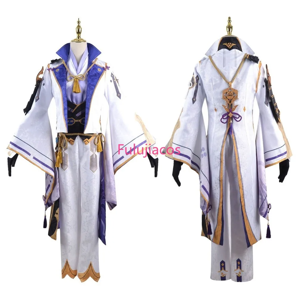 

Fulujiacos Kamisato Ayato Cosplay Costume Full Set Halloween Carnival Outfit