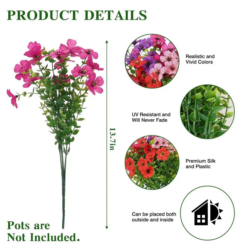 

12 букетов искусственных цветов для улицы и дома, искусственные шелковые маргаритки с листьями эвкалипта, искусственные цветы для сада, входной двери, веранды