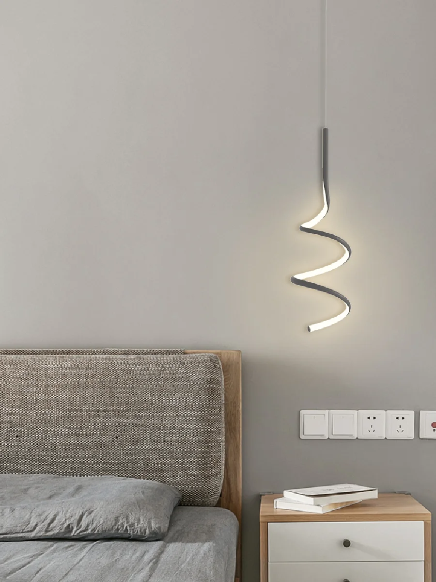 Modern Simple LED Pendant Lights Nordic Bedroom Bedside Restaurant Kitchen Living Room Bar Black White Ideas Long Hanging Lamp