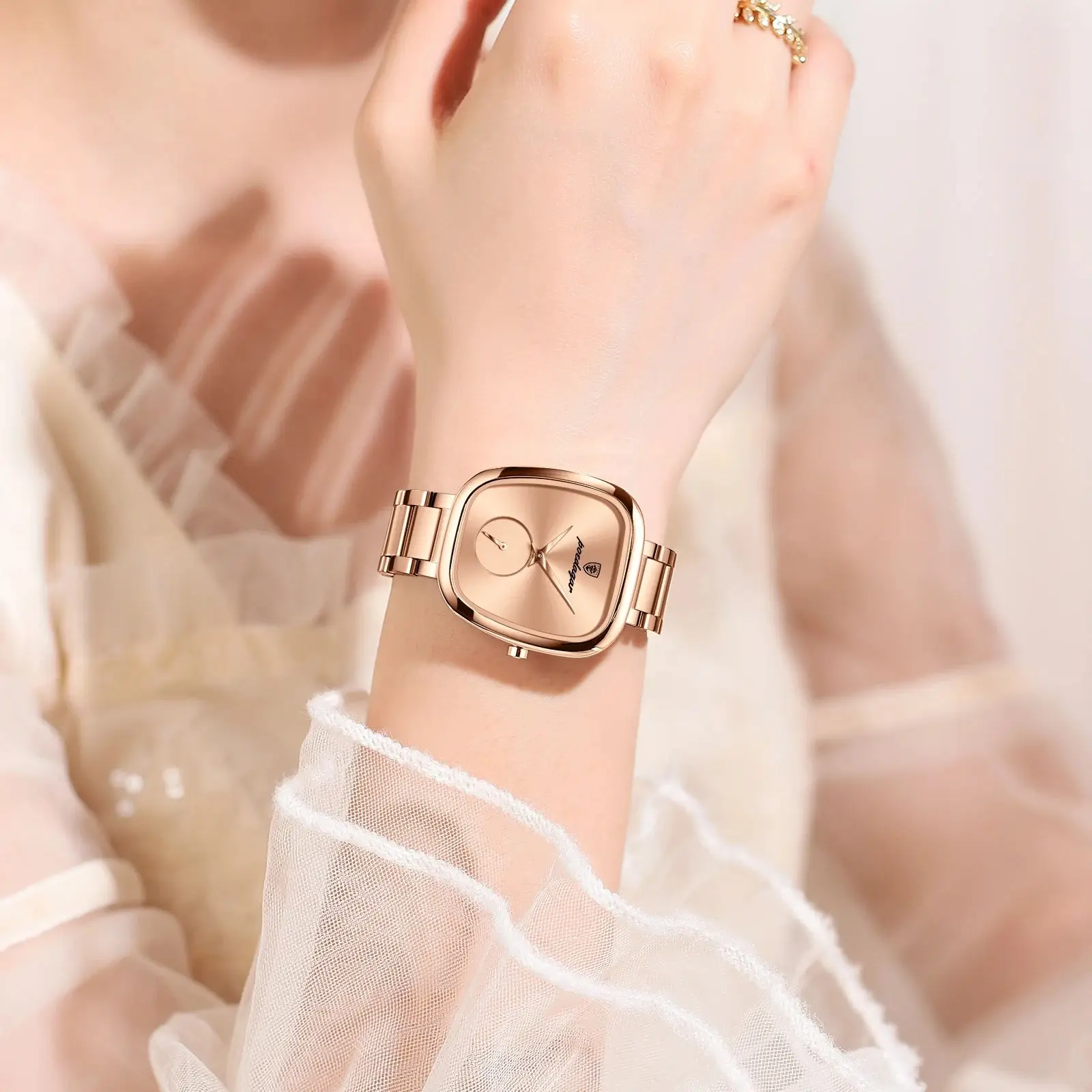 Poedagar Luxe Vrouw Horloge Waterdicht Roestvrij Staal Dames Horloge Mode Quartz Dameshorloges Elegante Eenvoudige Vrouwelijke Klok