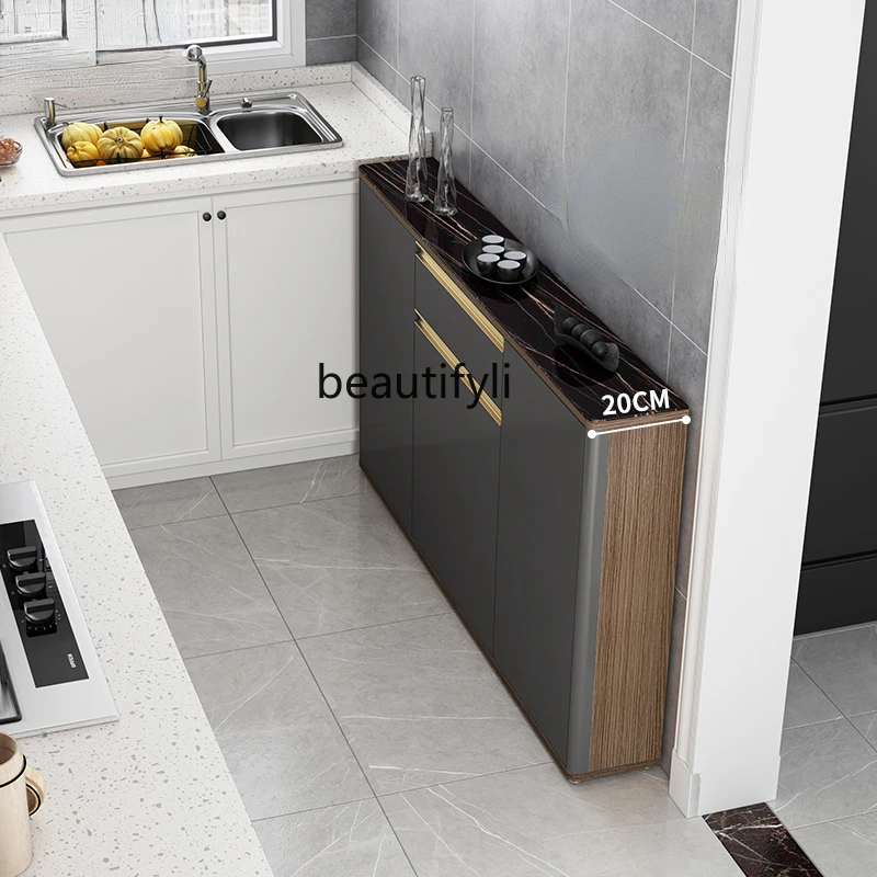 

LBX Narrow Meal Side Cabinet Ultra-Thin Solid Wood Storage Modern Simple and Light Luxury Kitchen Wall Integrated Side Cabinet