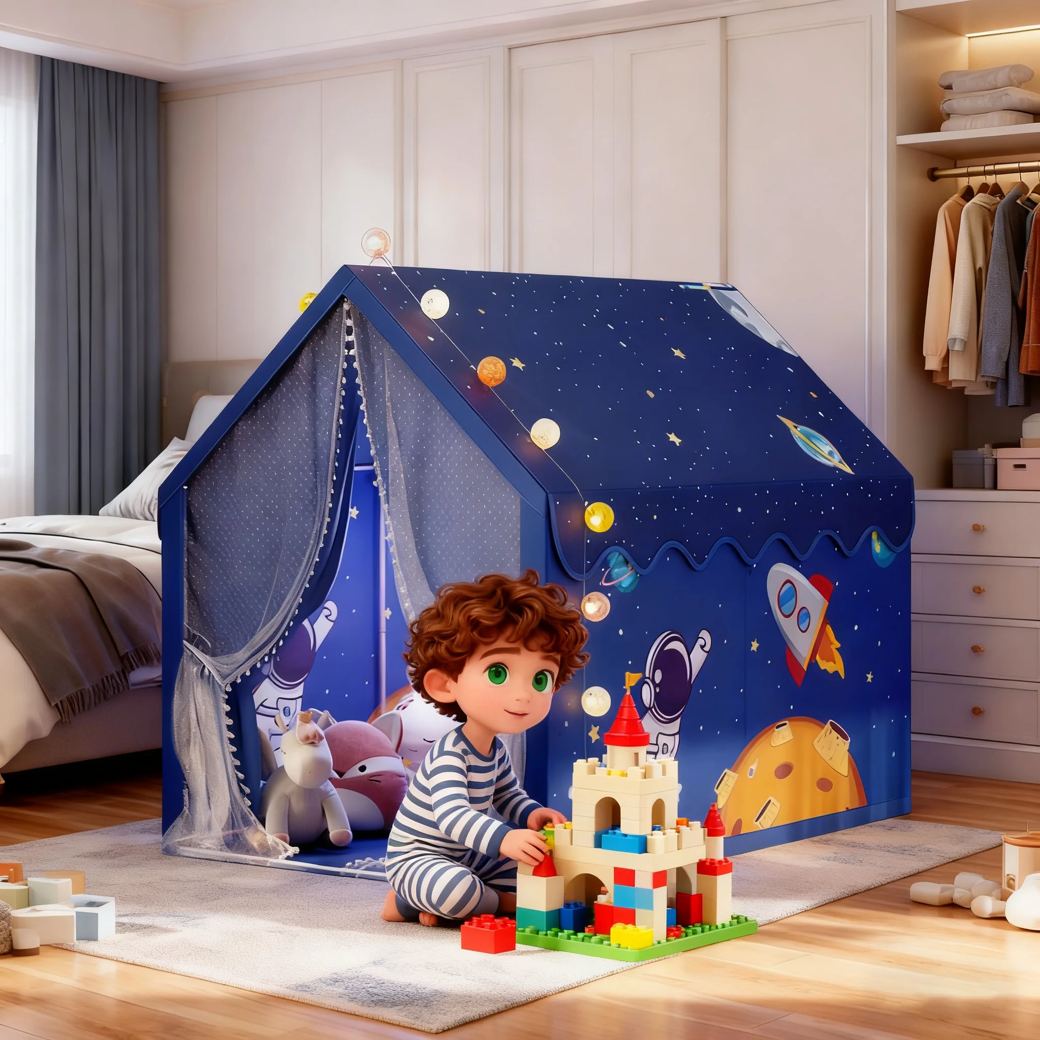 La tenda da gioco per bambini in stile astronauta, la tenda da gioco per ragazzi è il regalo perfetto per i giocattoli interattivi per interni dei bambini (tenda singola)